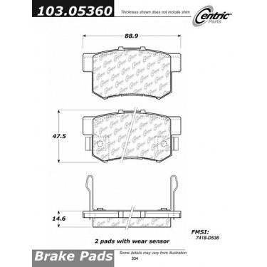 103.05360 Centric Parts Disc Brake Pad P/N:103.05360 